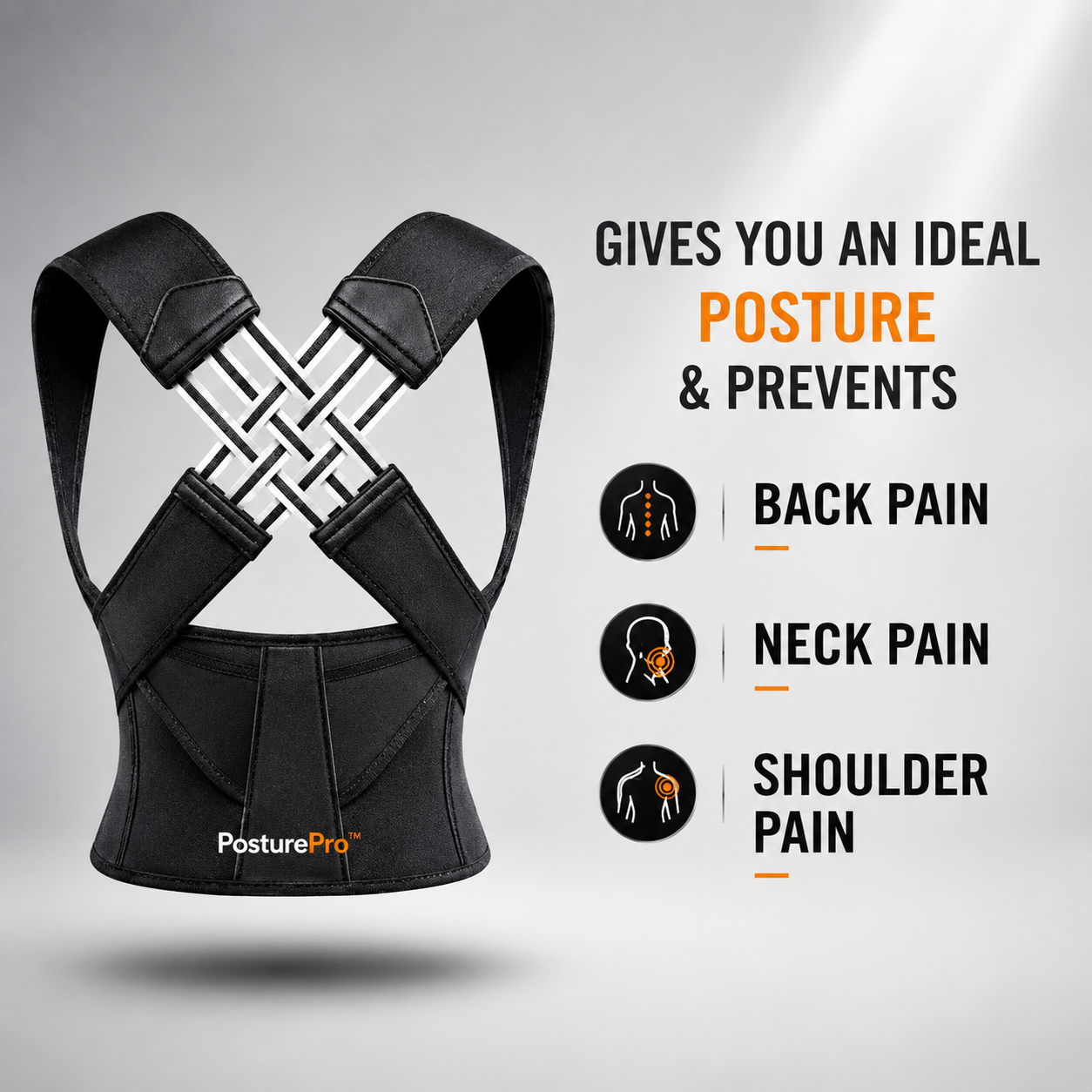 PosturePro™ Back & Shoulder Corrector | Instant Posture Support & Pain Relief
